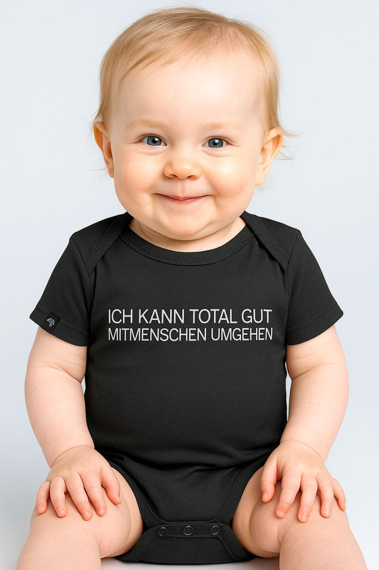 Ich kann total gut Mitmenschen umgehen ― Organic Baby Body Strampler aus Bio-Baumwolle - Schwarz