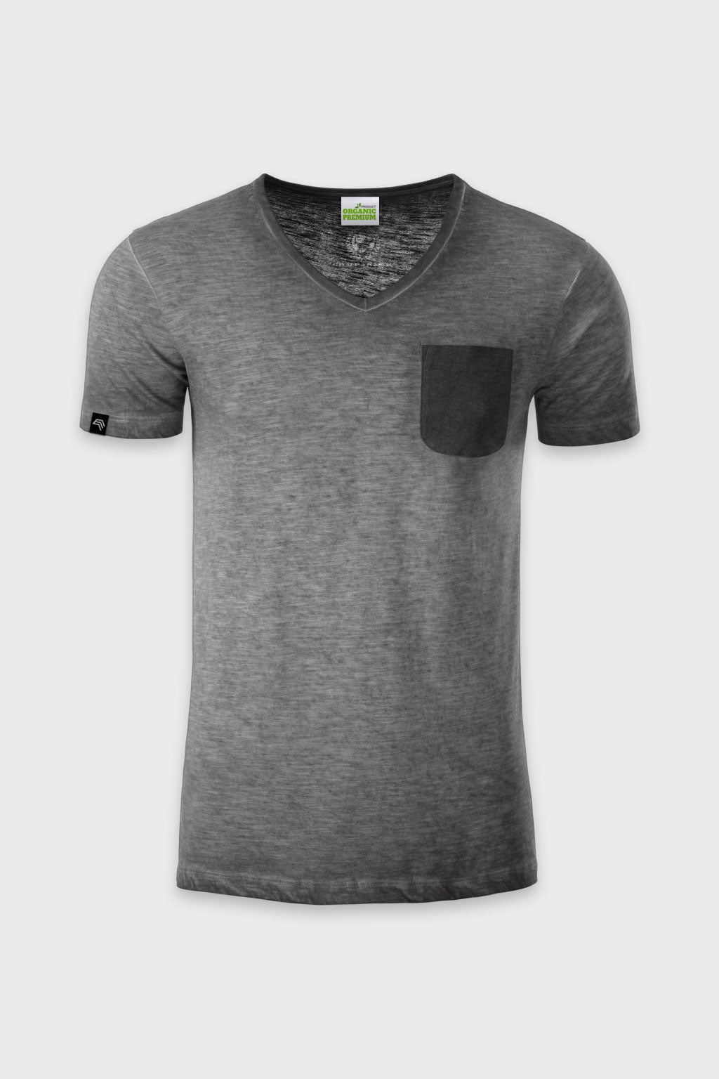 Auslaufartikel ― JAN 8016 ― Herren Bio-Baumwolle V-Neck Flammgarn T-Shirt - Graphite Grau