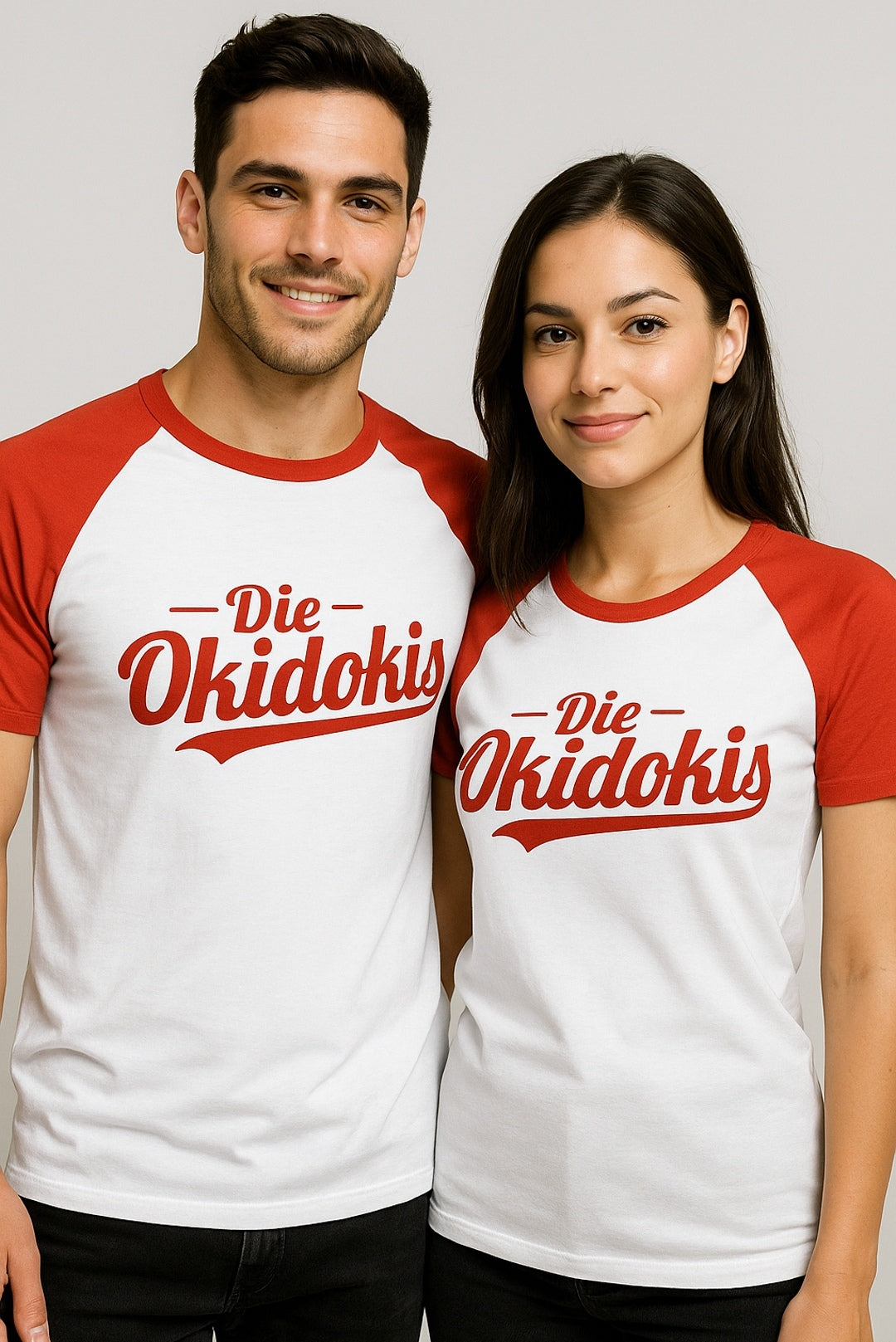 Die Okidokis ― Contrast Raglan T-Shirt - Weiß / Rot