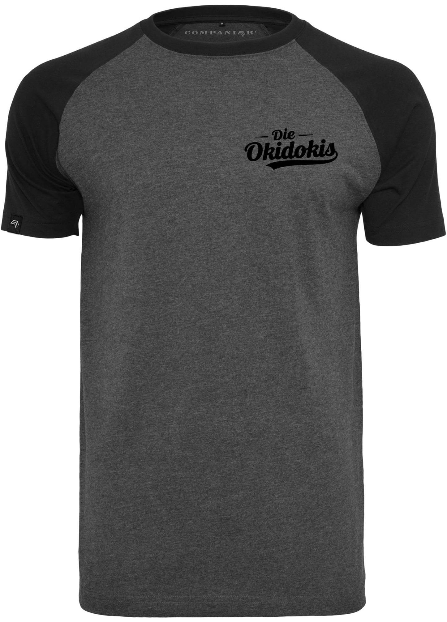 Die Okidokis ― Contrast Raglan T-Shirt - Dark Grau Melange / Schwarz
