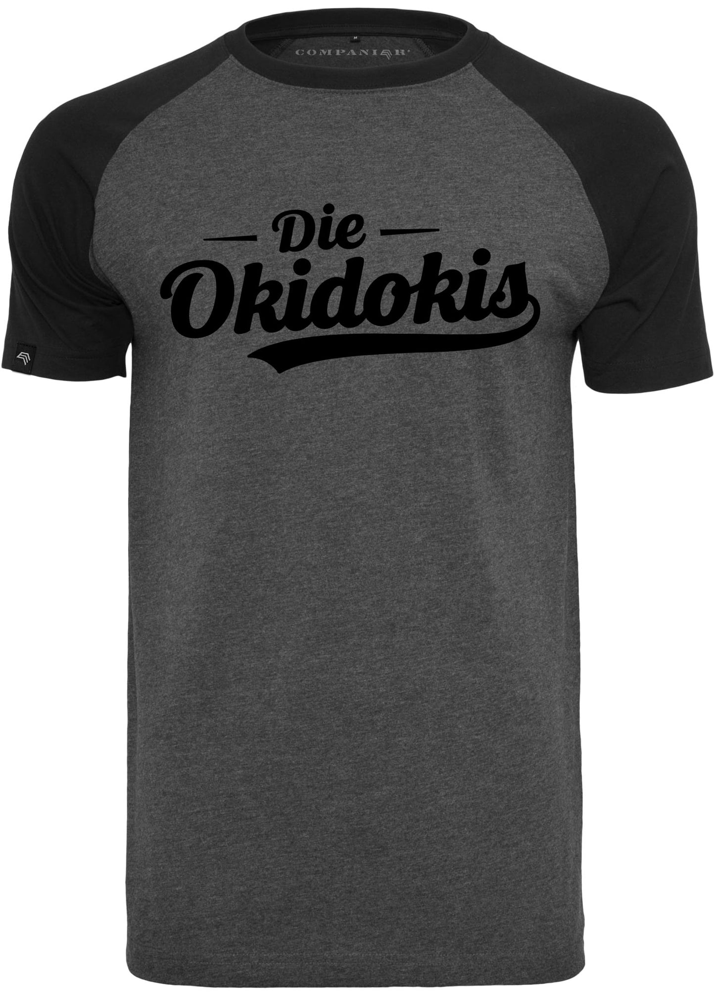 Die Okidokis ― Contrast Raglan T-Shirt - Dark Grau Melange / Schwarz