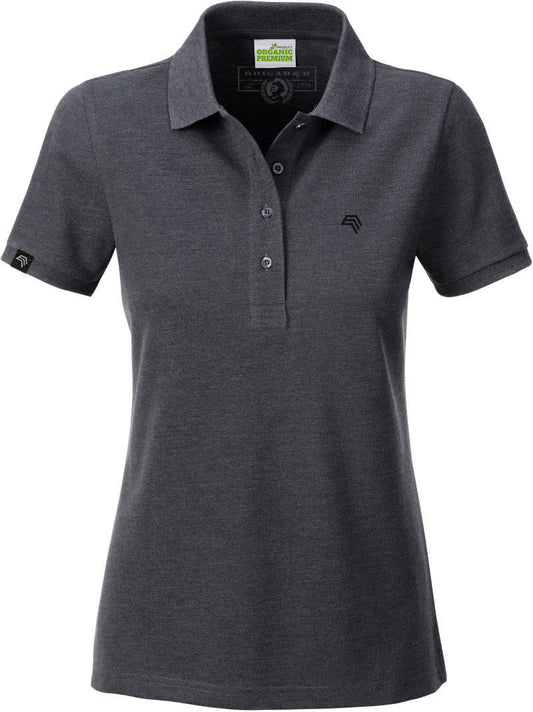 JAN 8009 ― Damen Bio-Baumwolle Polo Shirt - Heather Schwarz Grau Melange