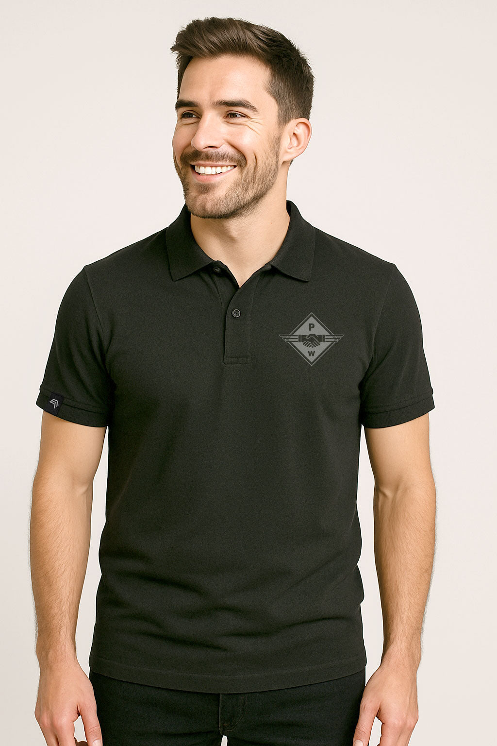 Hands PW ― Unisex Mens Polo Shirt - Schwarz