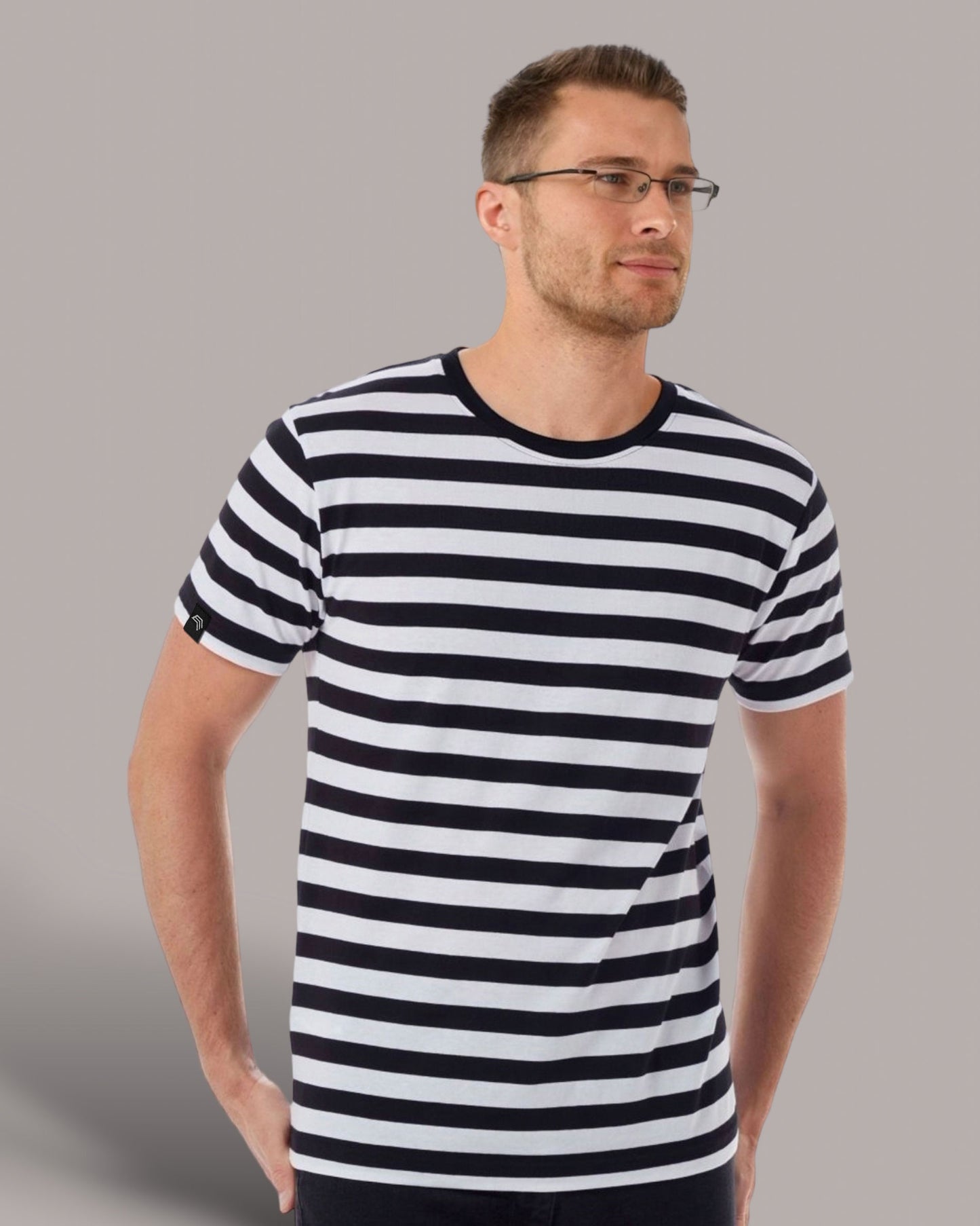 MTS M109 ― Weiches Unisex Stripy Bio-Baumwolle T-Shirt - Blau / Weiß