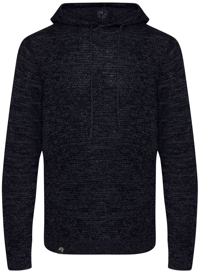 ― % ― ECL 0080/ ― Nachhaltig gestrickter Unisex Kapuzenpullover aus regenerierter Baumwolle - Melange Schwarz / Grau (S)
