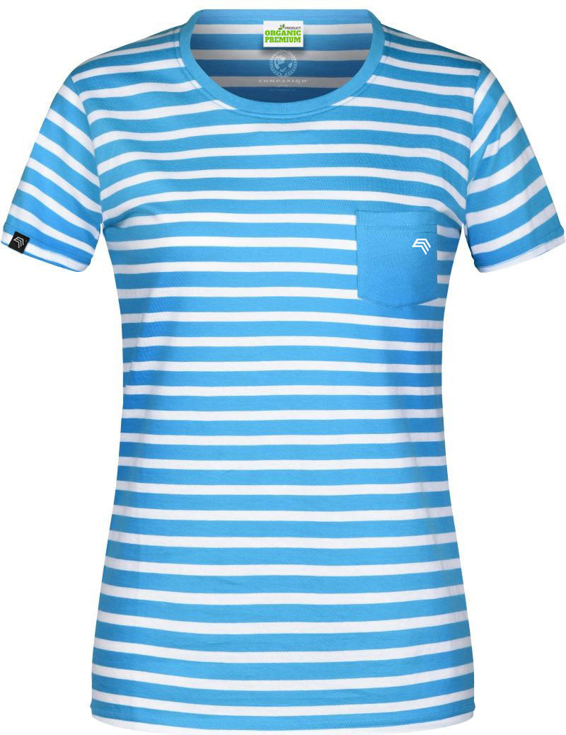 Auslaufartikel / Restposten ― JAN 8027 ― Damen Bio-Baumwolle Streifen T-Shirt gestreift - Atlantic Blau / Weiß