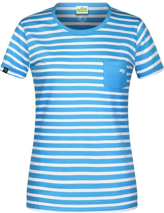 Auslaufartikel / Restposten ― JAN 8027 ― Damen Bio-Baumwolle Streifen T-Shirt gestreift - Atlantic Blau / Weiß
