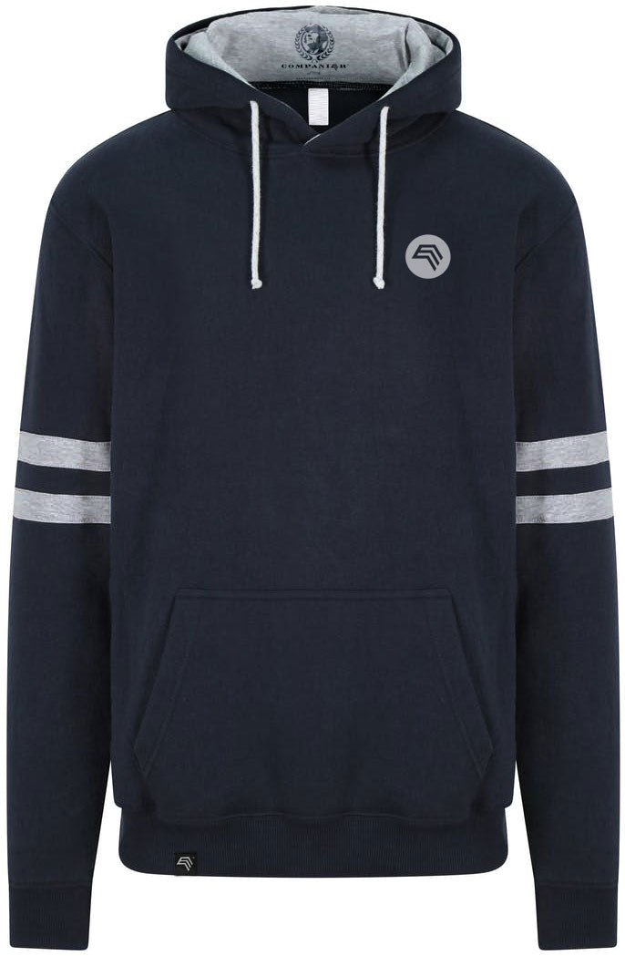 Auslaufartikel ― JDS 0103/15a ― Stripy Sleeve Hoodie Sweatshirt - Navy Blau / Hell Grau