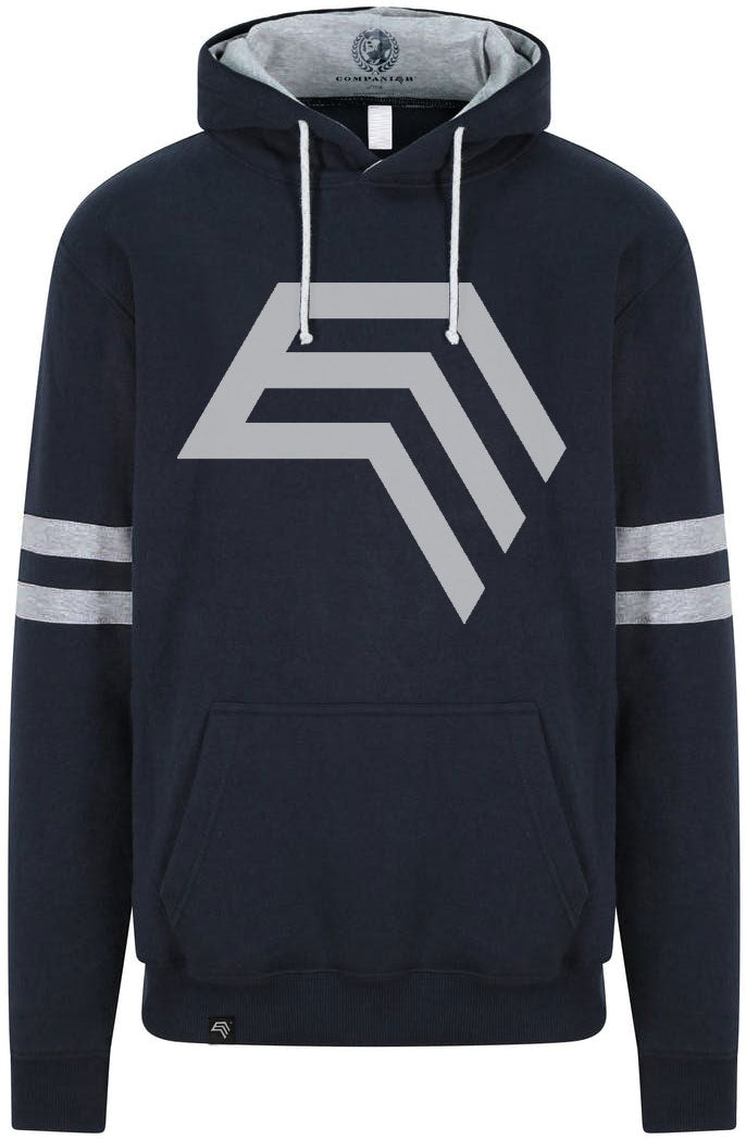 Auslaufartikel ― JDS 0103/10b ― Stripy Sleeve Hoodie Sweatshirt - Navy Blau / Hell Grau