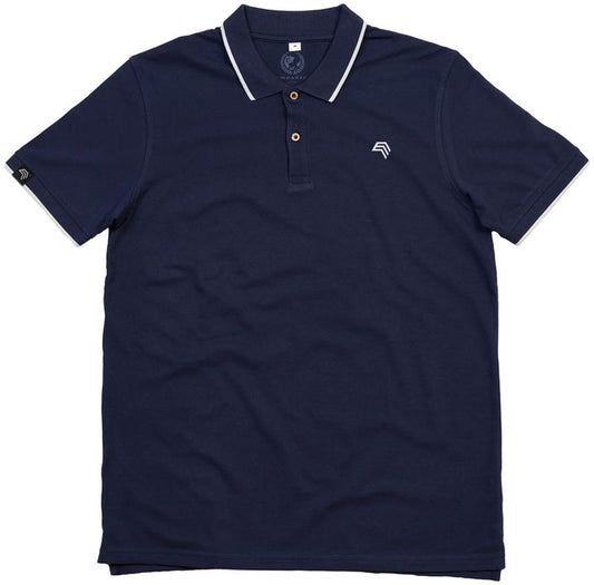 MTS M191 ― Tipped Organic Polo Shirt mit Knöpfen aus Kokosnuss-Schalen - Navy Blau / Weiß