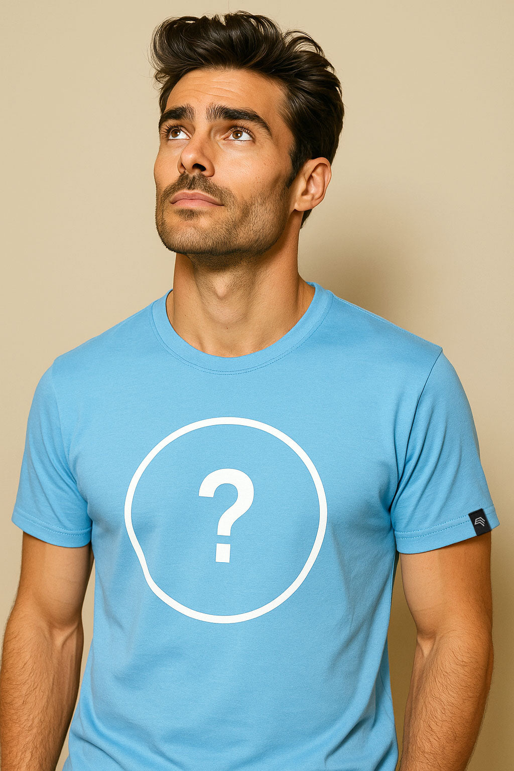 Unisex Mens Basic T-Shirt - Sky Blau - incl. Print