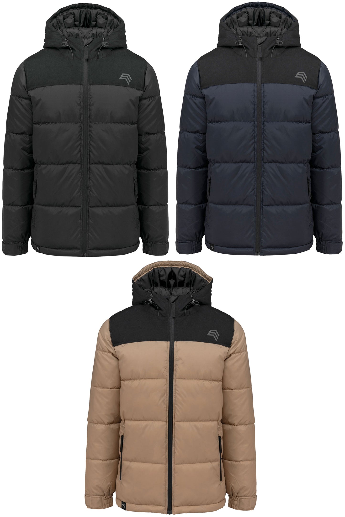 KRB 6163 ― Unisex Steppparka mit Kapuze - Sand Beige / Schwarz