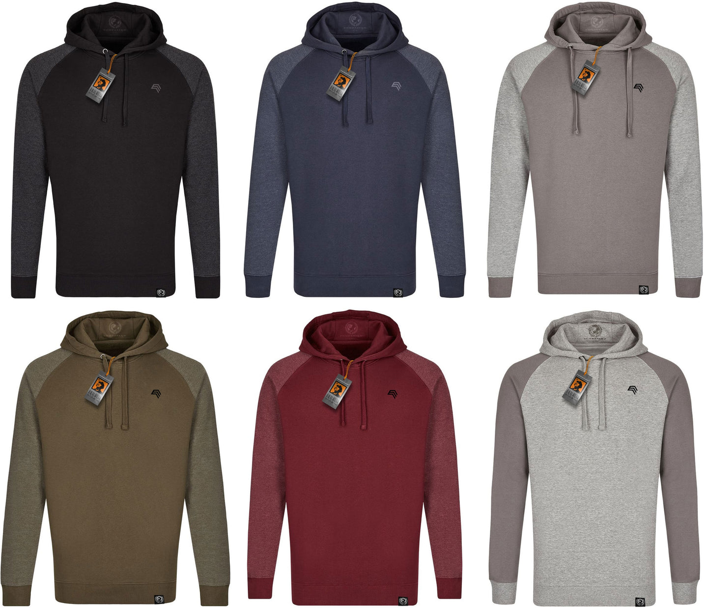 MMT 0611 ― Bi-Color No Pocket Hoodie Sweatshirt - Schwarz / Grau Melange