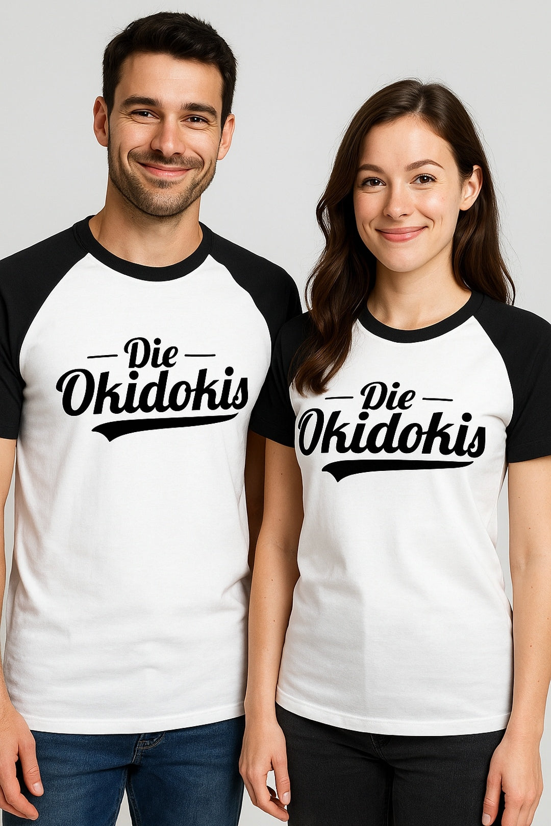 Die Okidokis ― Contrast Raglan T-Shirt - Weiß / Schwarz