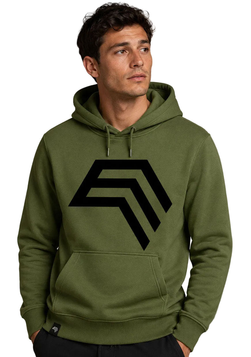 Essential Hoodie ― Herren Unisex COMPANIEER Logo Hoodie – Olivegrün