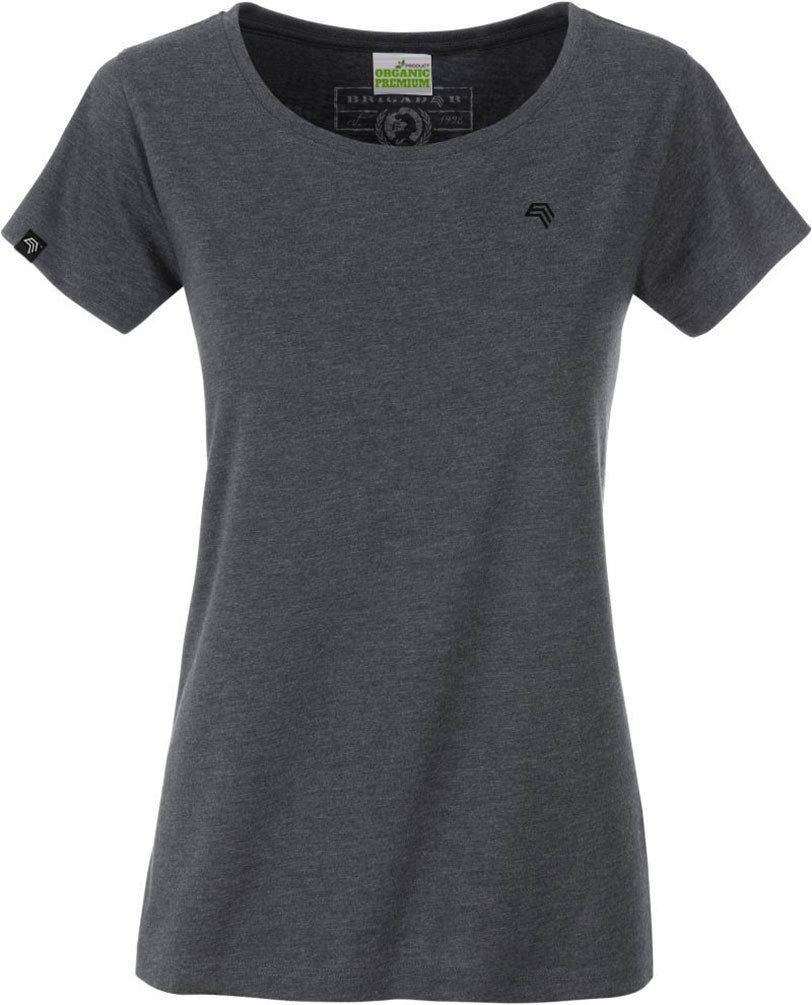 ― % ― JAN 8007 ― Damen Bio-Baumwolle T-Shirt - Grau Melange Schwarz (L)