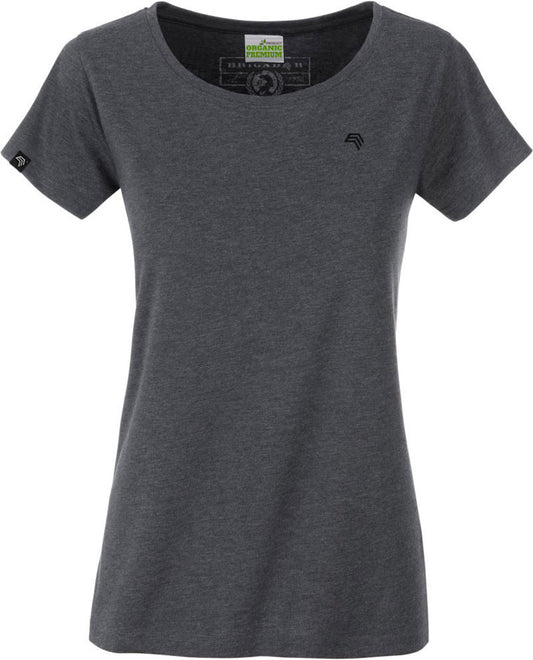 ― % ― JAN 8007 ― Damen Bio-Baumwolle T-Shirt - Grau Melange Schwarz (L)
