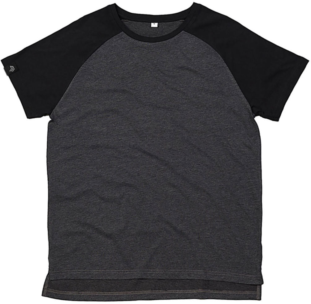 ― % ― MTS M178/ ― Unisex Baseball Contrast T-Shirt - Melange Grau / Schwarz [L]