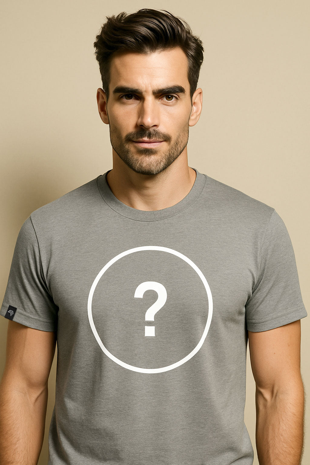 Unisex Mens Basic T-Shirt - Melange Grau - incl. Print