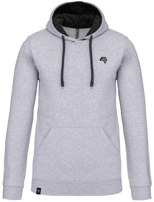 KRB K446 ― Bi-Color Raglan Hoodie Sweatshirt - Melange Grau / Schwarz