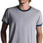― % ― MTS M175/ ― Peach Finish Retro Ringer Bio-Baumwolle T-Shirt - Schwarz / Grau [L / XL}