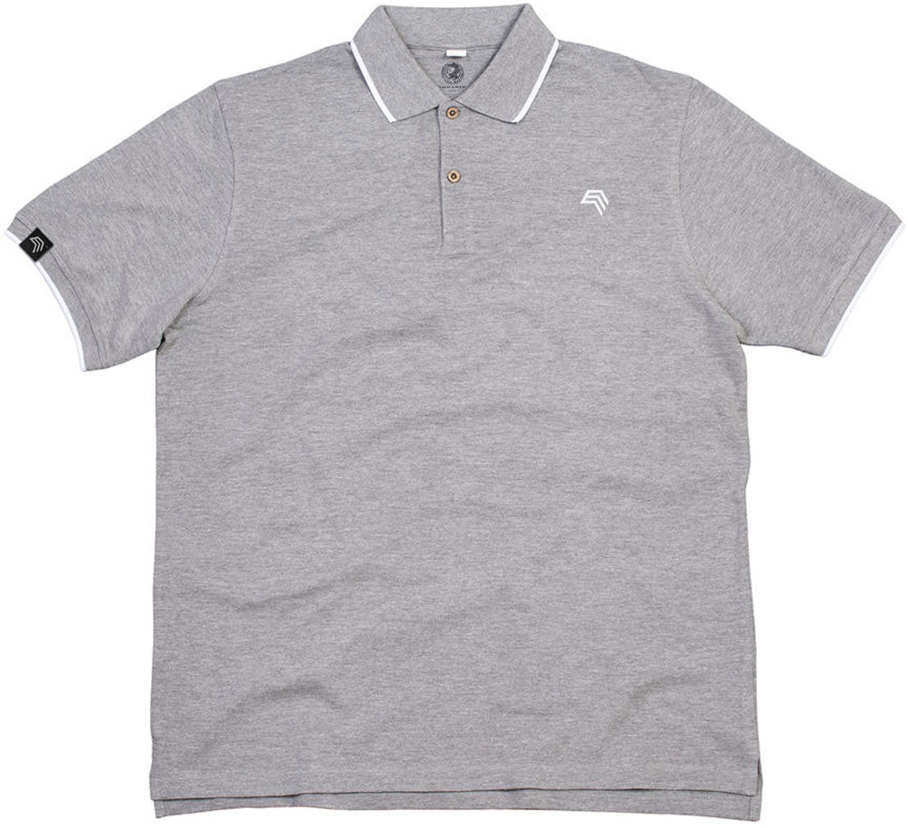 MTS M191 ― Tipped Organic Polo Shirt mit Knöpfen aus Kokosnuss-Schalen - Melange Grau / Weiß