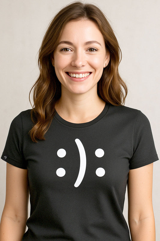 Happy? Or Sad? ― Ladies Girlie T-Shirt - Schwarz