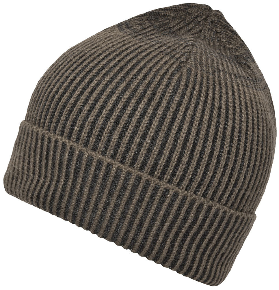 MBH 7988 ― Ripp-Mütze in 2-Farben-Optik - Olive Grün