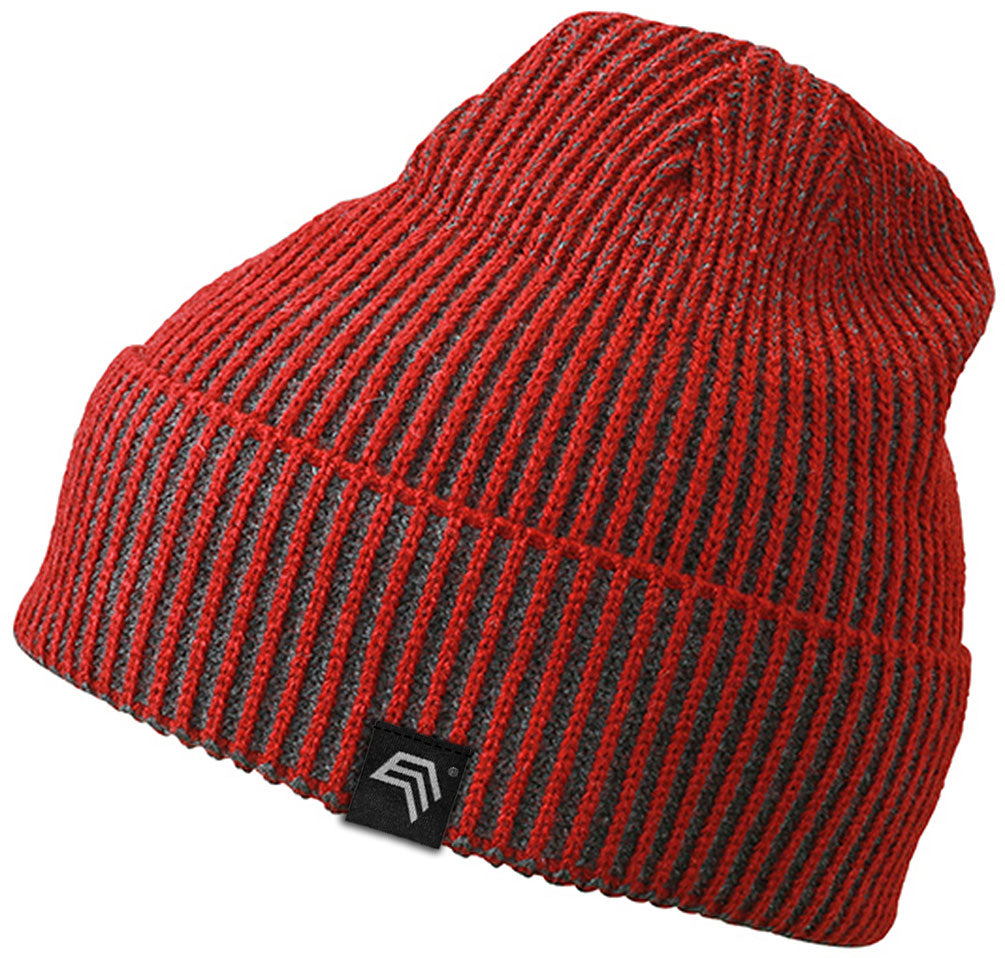 MBH 7988/13X ― Ripp-Mütze in 2-Farben-Optik - Rot
