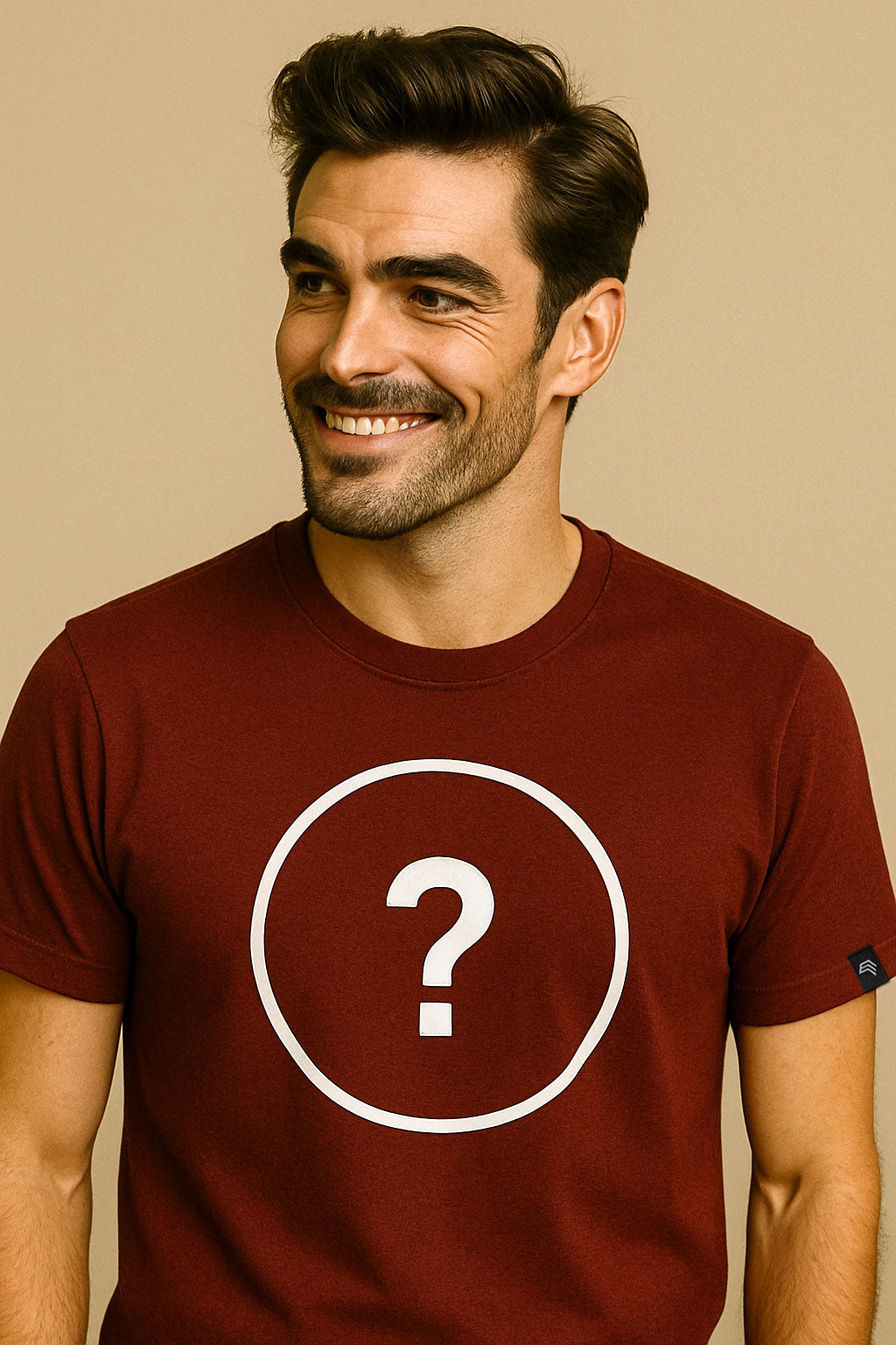Unisex Mens Basic T-Shirt - Bordeaux Rot Braun - incl. Print