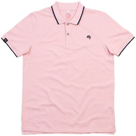 MTS M191 ― Tipped Organic Polo Shirt mit Knöpfen aus Kokosnuss-Schalen - Rose Pink / Navy Blau