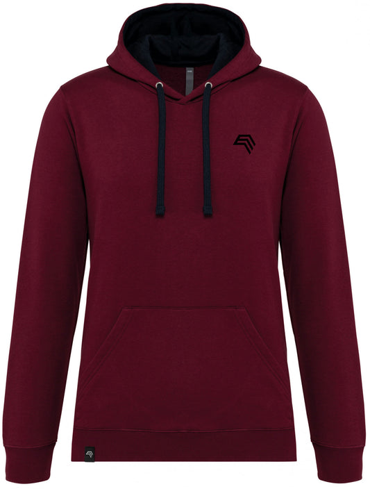 KRB K446 ― Bi-Color Hoodie Sweatshirt - Wine Rot / Navy Blau