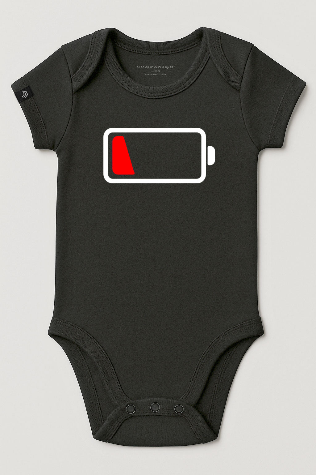 Battery empty ― Organic Baby Body Strampler aus Bio-Baumwolle - Schwarz