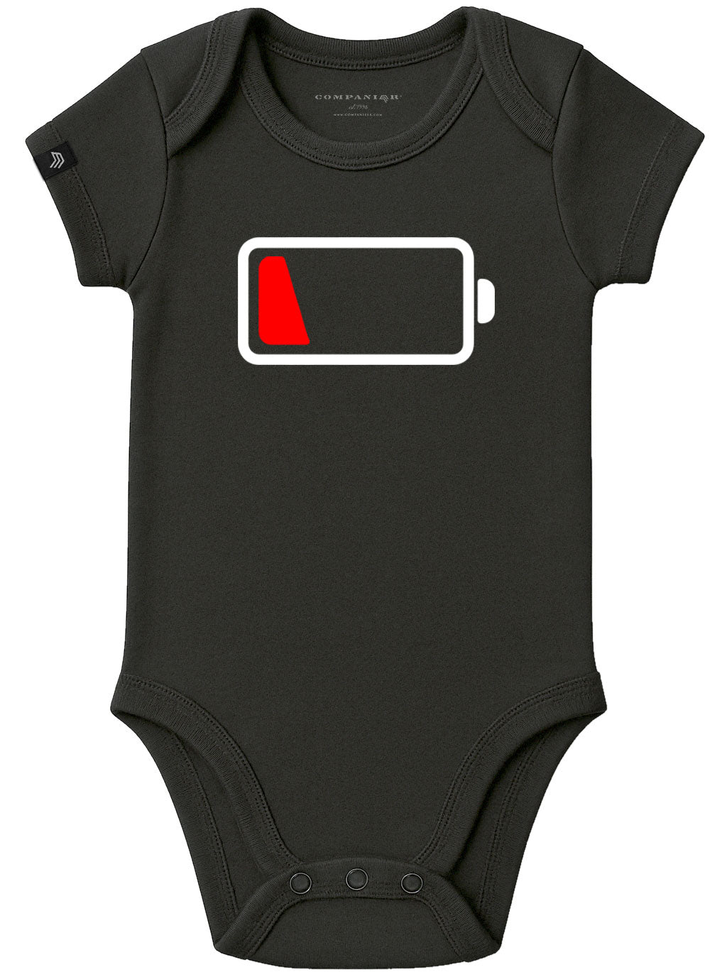 Battery Empty – Baby "Akku-leer" Romper with Organic Cotton – Black