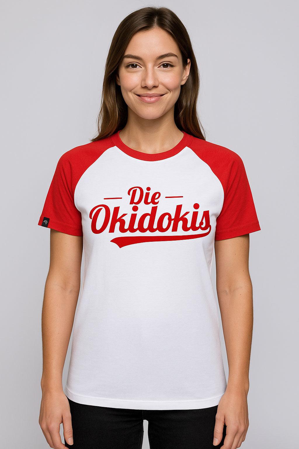 Die Okidokis ― Contrast Raglan T-Shirt - Weiß / Rot