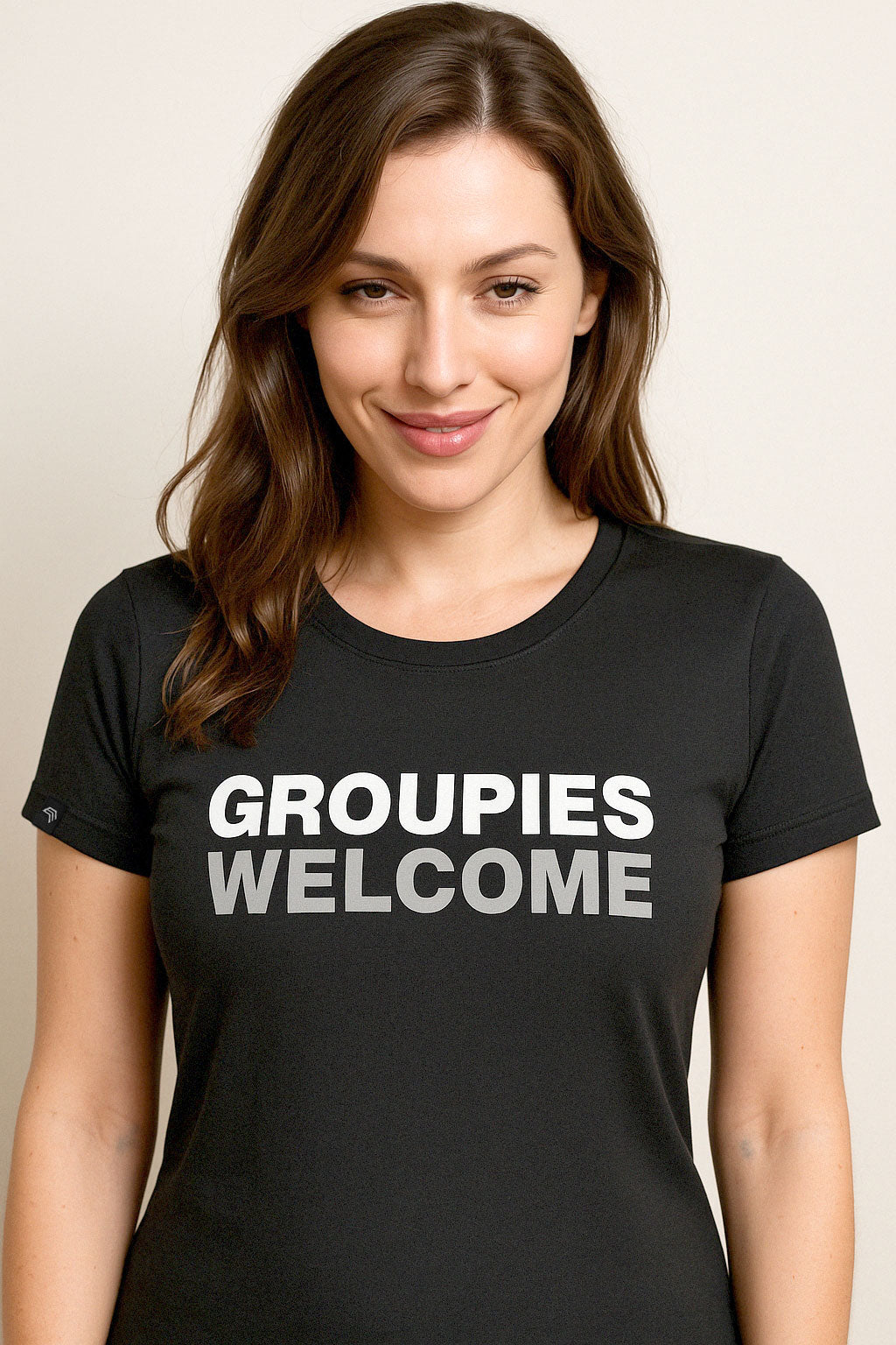 Groupies Welcome ― Ladies Girlie T-Shirt - Schwarz