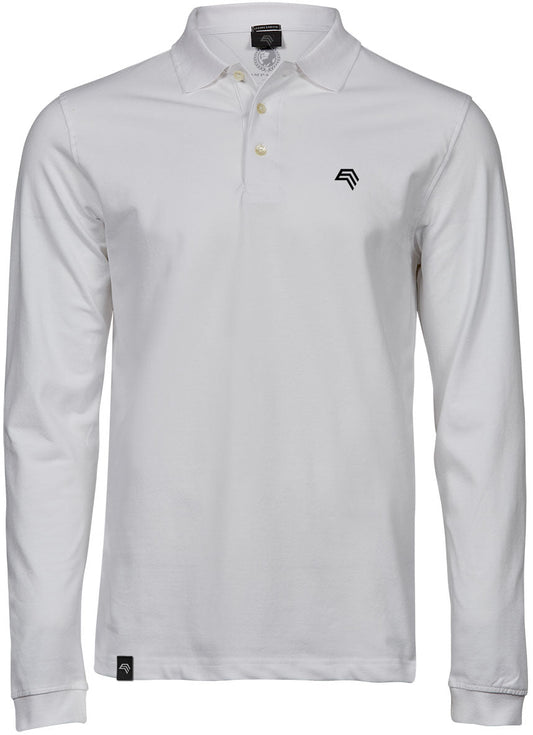 TJS 1406 ― Luxury Longsleeve Stretch Polo Shirt - Weiß