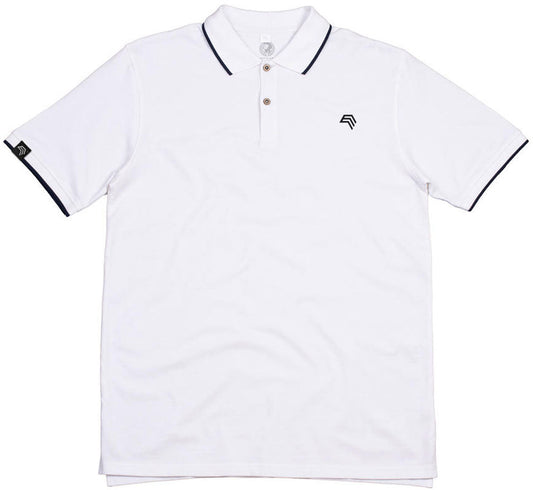 MTS M191 ― Tipped Organic Polo Shirt mit Knöpfen aus Kokosnuss-Schalen - Weiß / Navy Blau