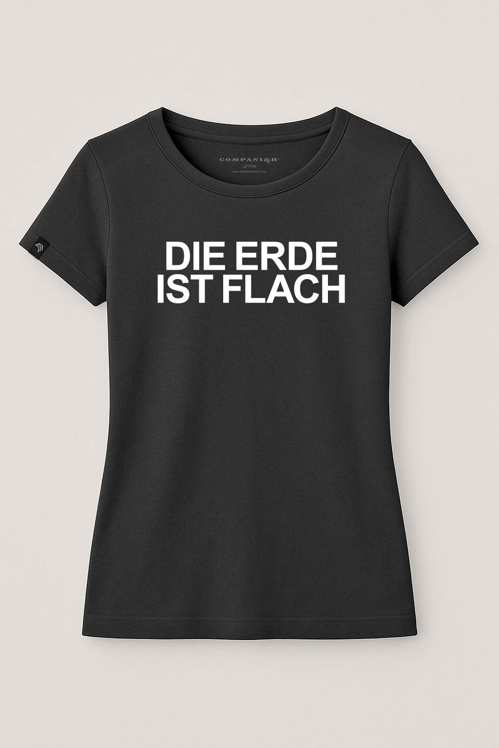 Die Erde ist flach ― Ladies Girlie T-Shirt - Schwarz