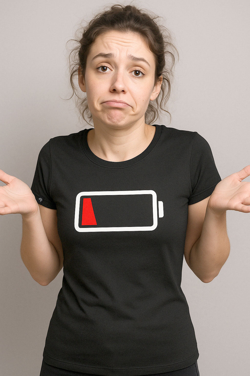 Battery empty ― Ladies Girlie T-Shirt - Schwarz