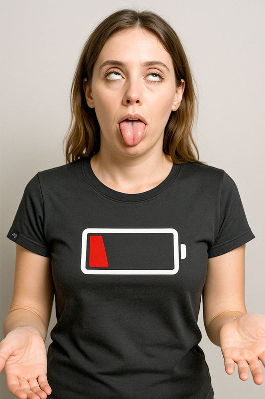 Battery empty ― Ladies Girlie T-Shirt - Schwarz