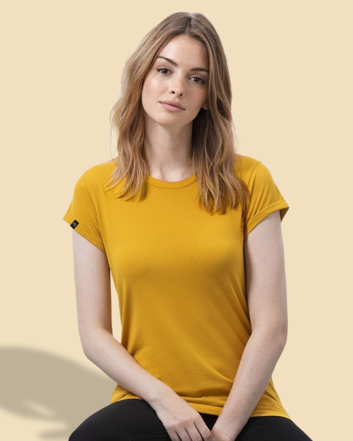 MTS M081 ― Damen Bio-Baumwolle Roll Sleeve T-Shirt - Schwarz