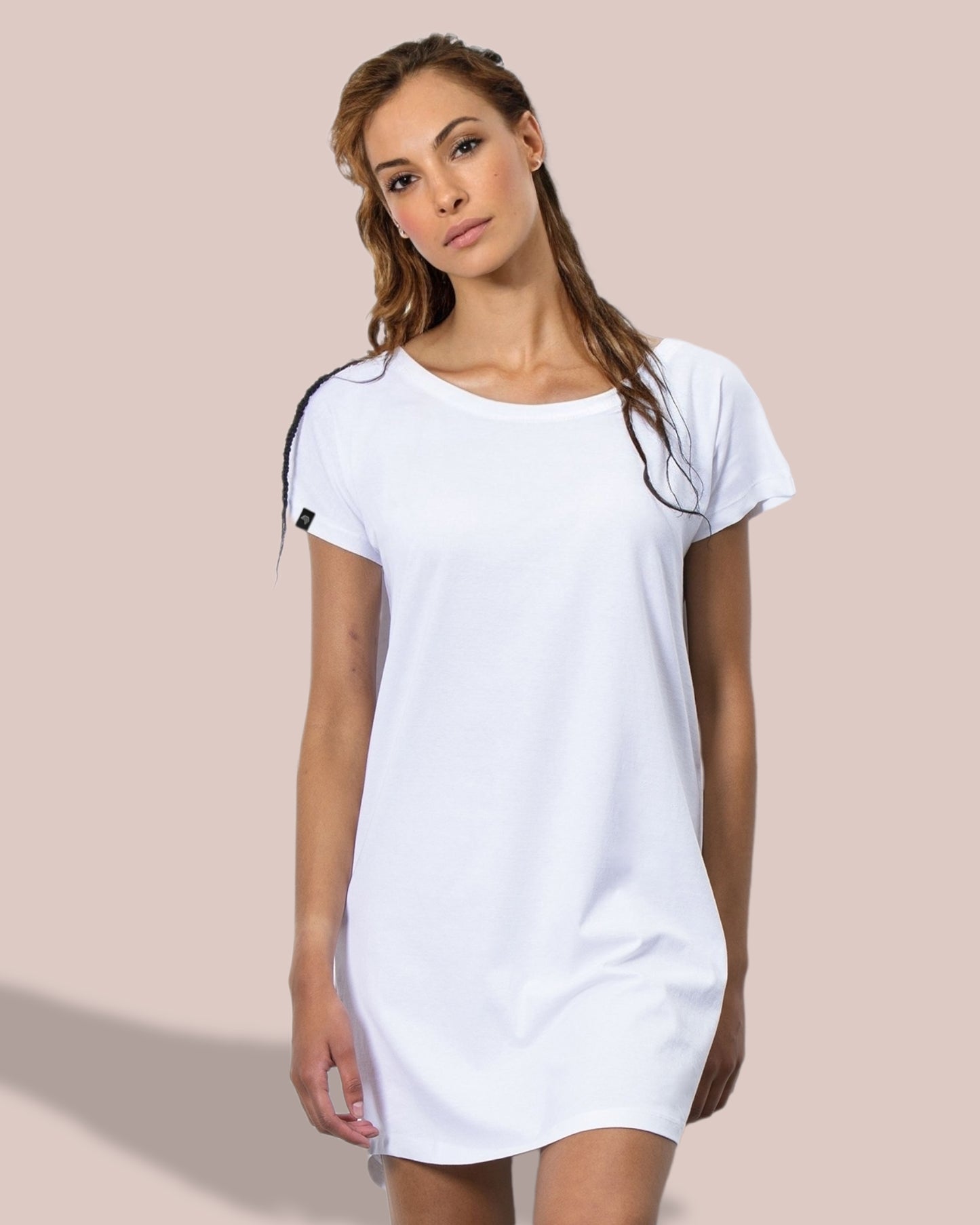 MTS M099 ― Damen Bio-Baumwolle Loose Fit T-Shirt Dress - Weiß