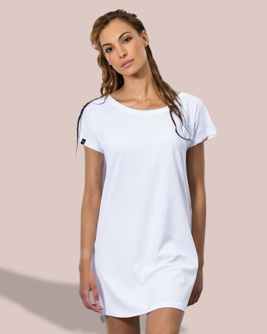 MTS M099 ― Damen Bio-Baumwolle Loose Fit T-Shirt Dress - Weiß