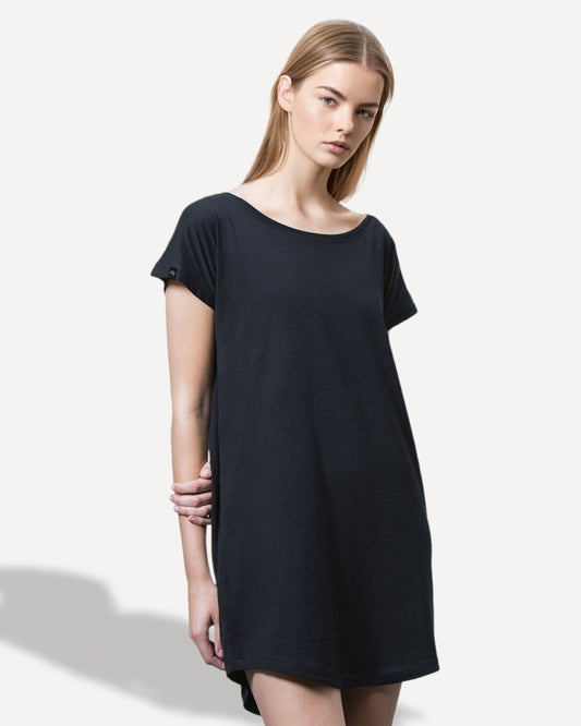 MTS M099 ― Damen Bio-Baumwolle Loose Fit T-Shirt Dress - Schwarz