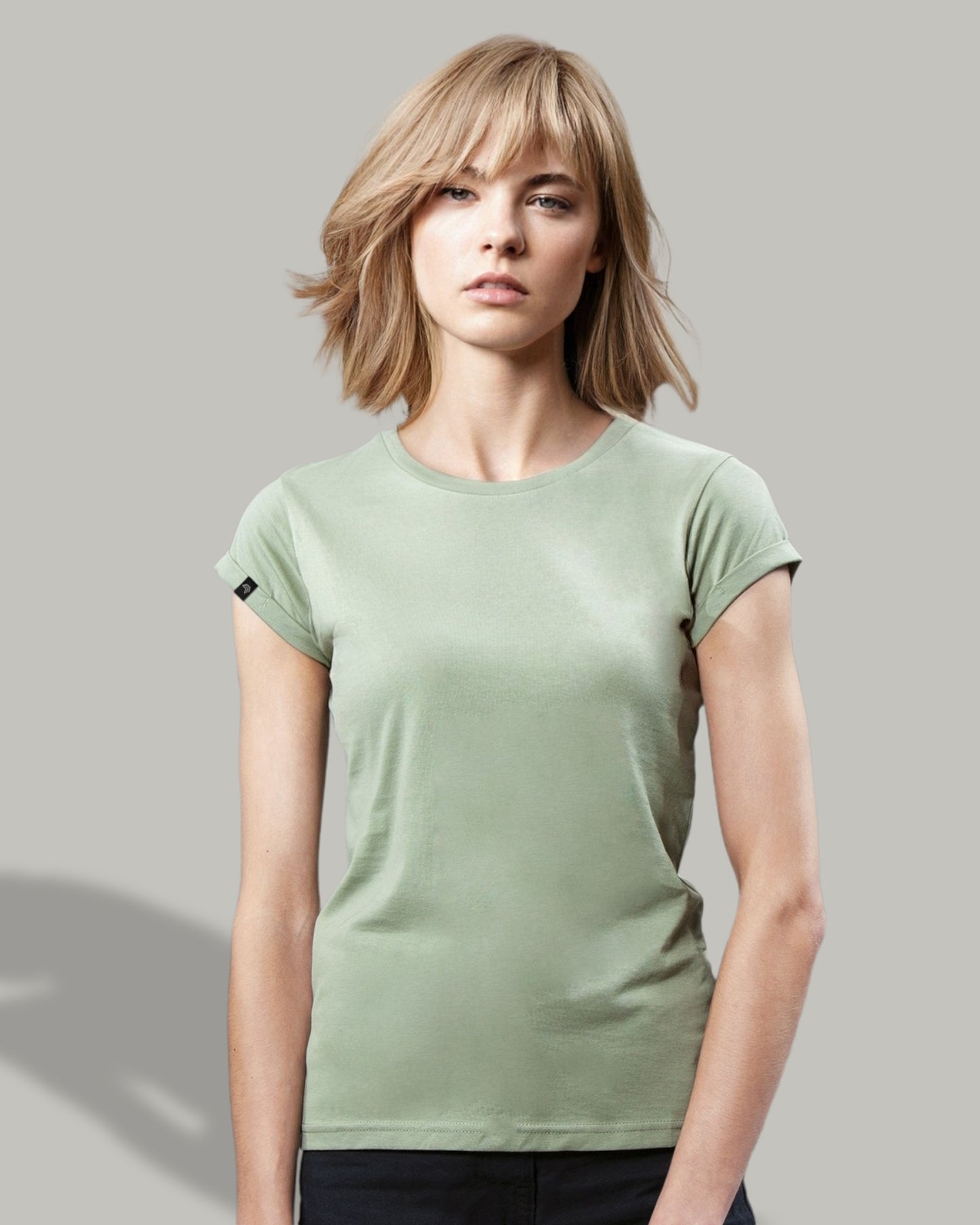 MTS M081 ― Damen Bio-Baumwolle Roll Sleeve T-Shirt - Schwarz