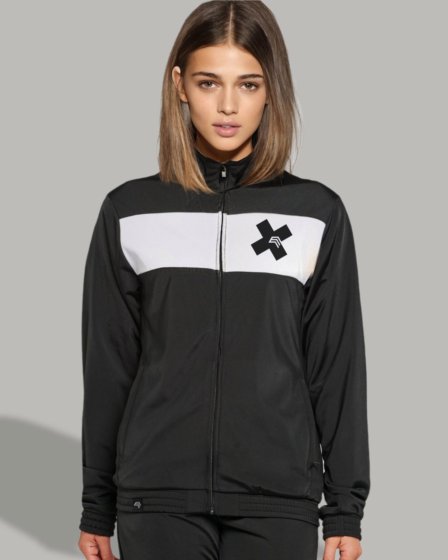 KRB P347/0217 ― Unisex Wide White Stripe Jacket - Schwarz