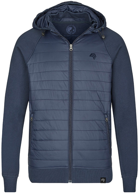 MMT 0810 ― Hybrid Material-Mix Sweatjacke mit abnehmbarer Kapuze - Navy Blau