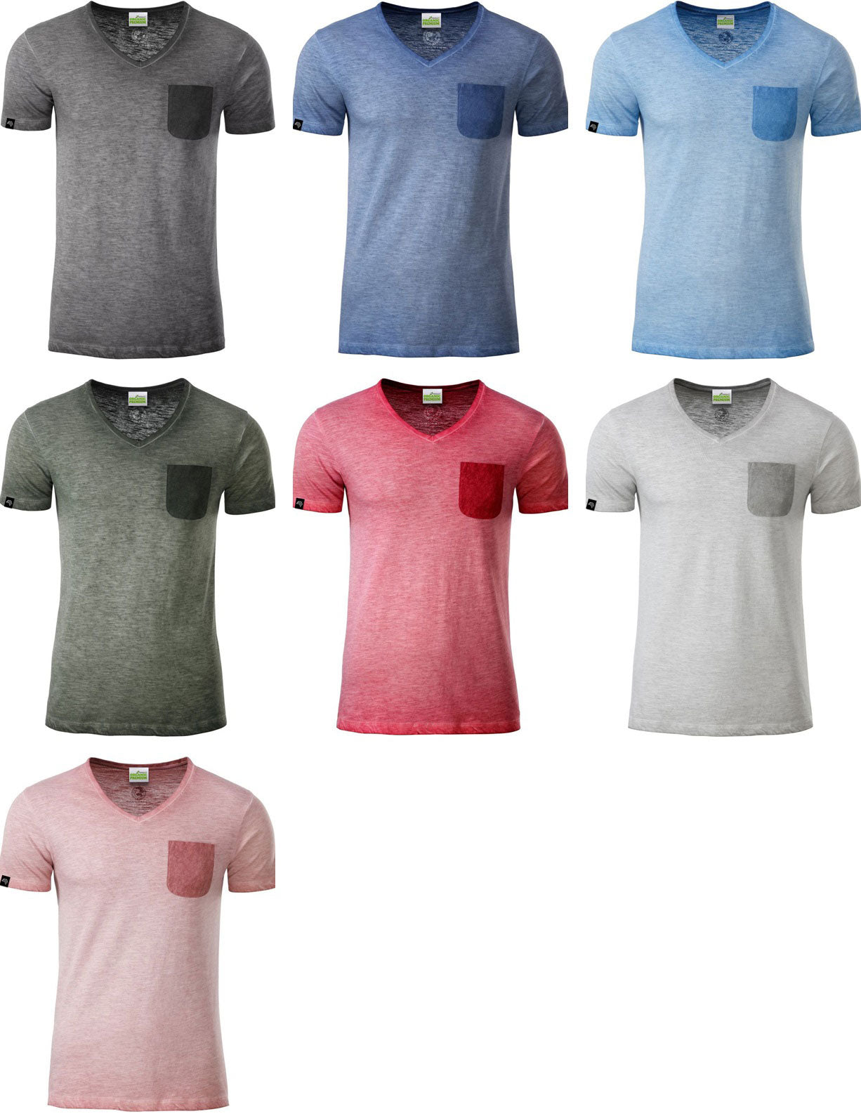 Auslaufartikel ― JAN 8016 ― Herren Bio-Baumwolle V-Neck Flammgarn T-Shirt - Chili Rot