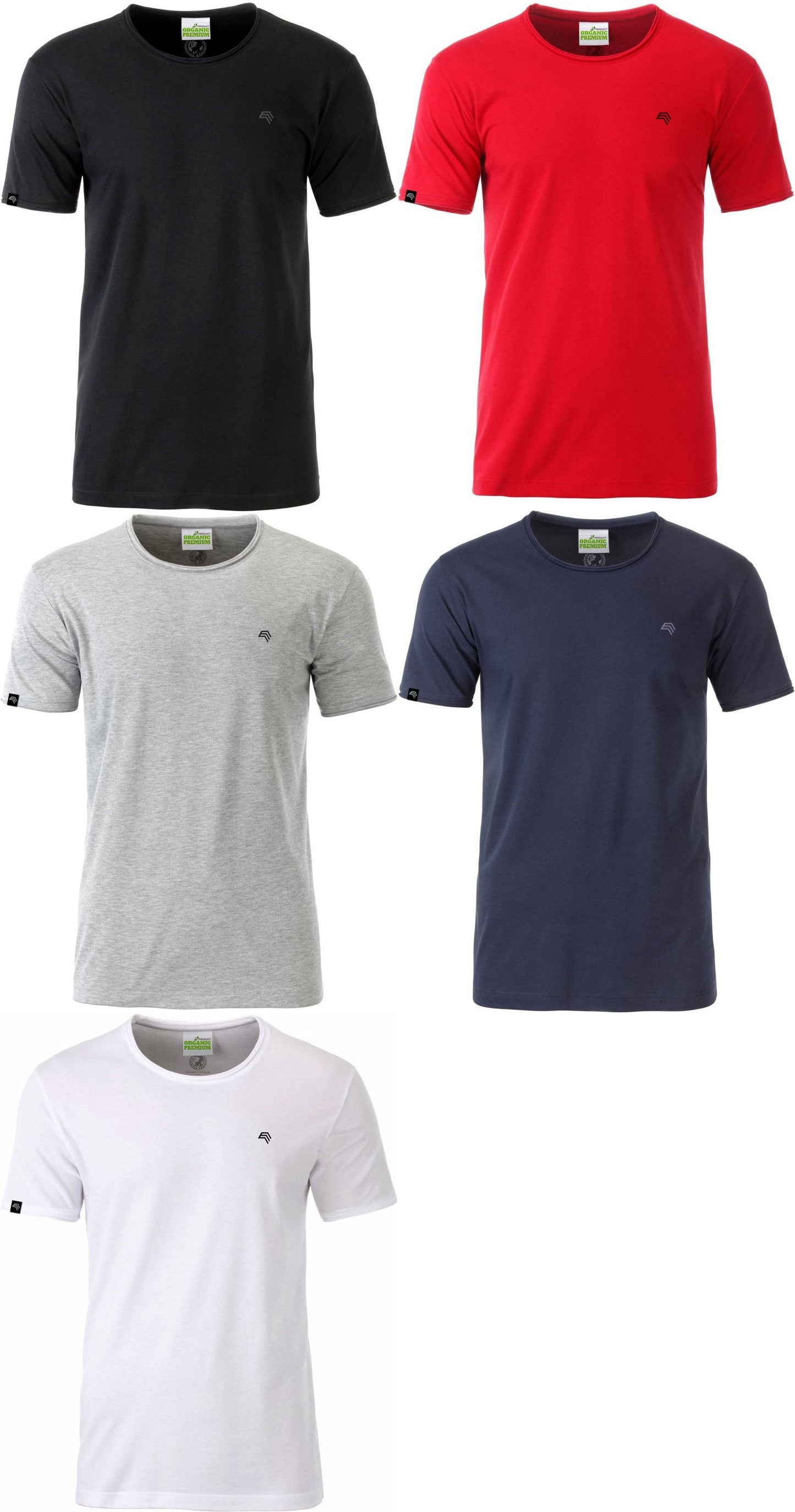 JAN 8002 ― Herren Bio-Baumwolle Rollsaum T-Shirt - Schwarz
